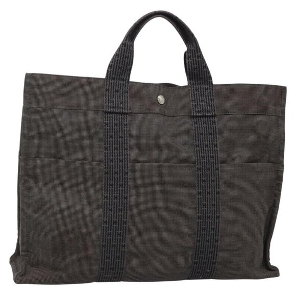 HERMES Her Line MM Hand Bag Canvas Gray Auth - Picture 3 of 16